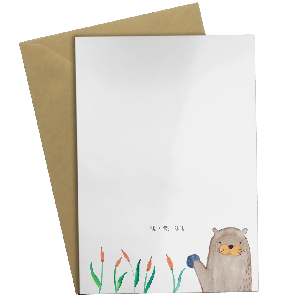 Greetings card otter Stone Grußkarte, Klappkarte, Einladungskarte, Glückwunschkarte, Hochzeitskarte, Geburtstagskarte, Karte, Ansichtskarten, Otter, Fischotter, Seeotter, Otter Seeotter See Otter