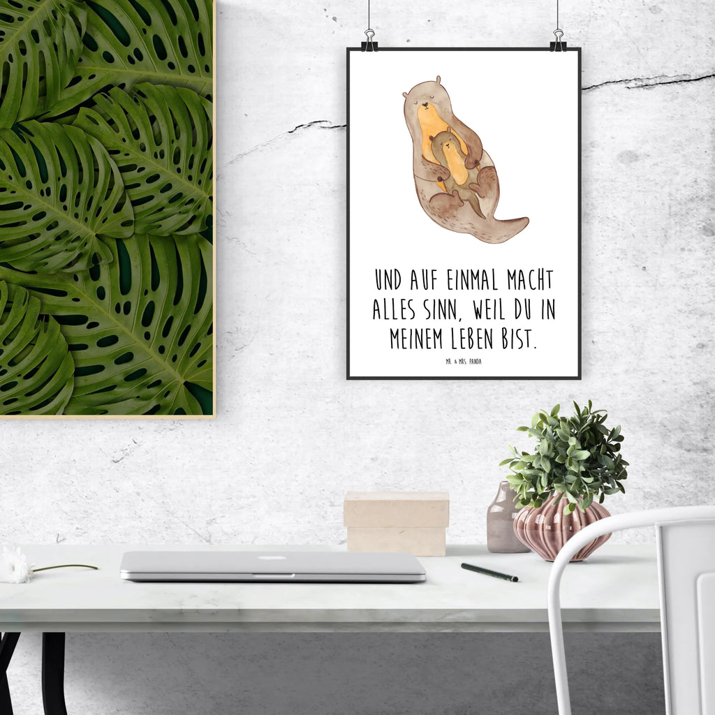 Poster Otter Kind Poster, Wandposter, Bild, Wanddeko, Küchenposter, Kinderposter, Wanddeko Bild, Raumdekoration, Wanddekoration, Handgemaltes Poster, Mr. & Mrs. Panda Poster, Designposter, Kunstdruck, Posterdruck, Otter, Fischotter, Seeotter, Otter Seeotter See Otter