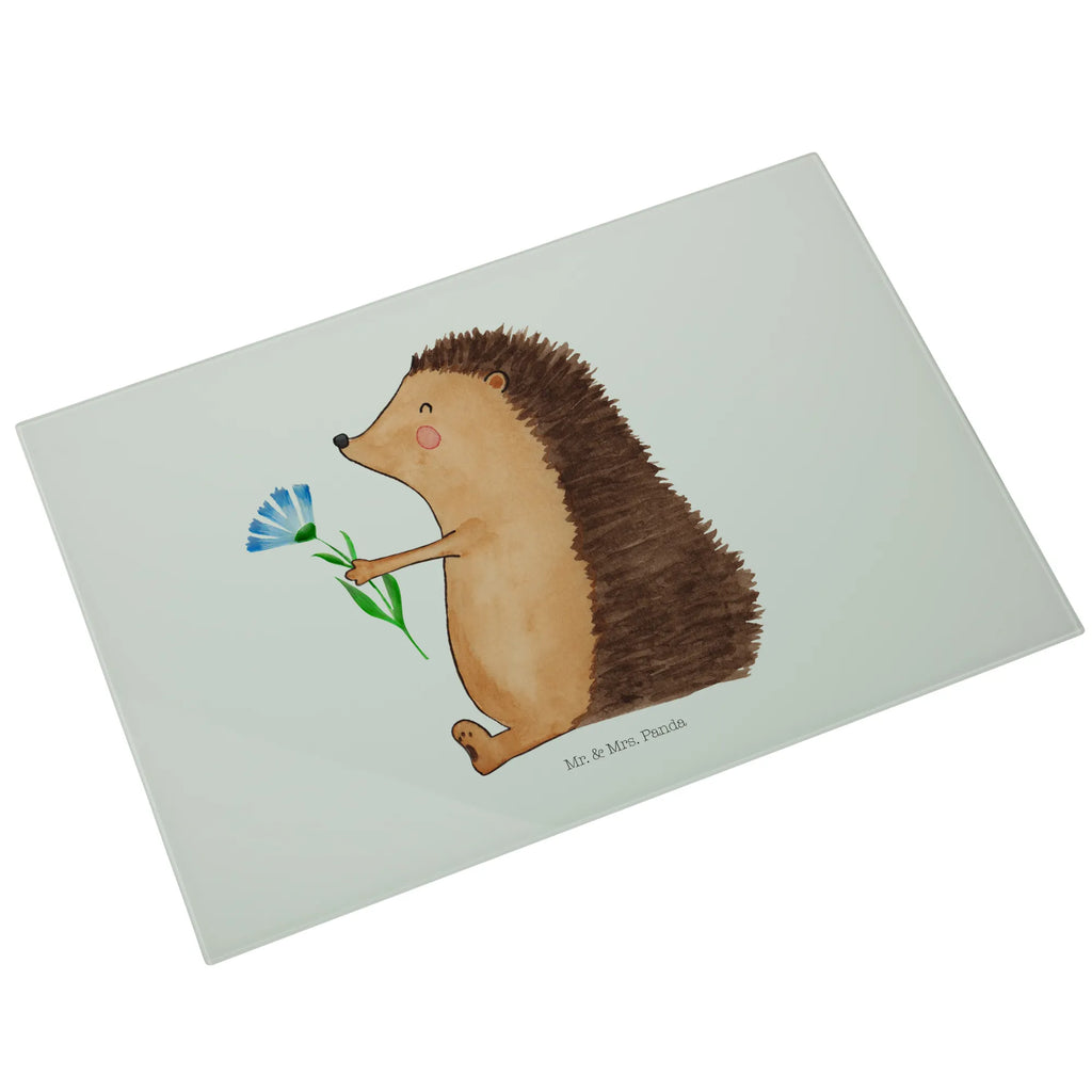 Glasschneidebrett Igel Blumen Glasschneidebrett, Schneidebrett, Tiermotive, Gute Laune, lustige Sprüche, Tiere, Igel, Gute Besserung, Genesungswünsche, Krankheit, Krankenhaus, krank, Besuch