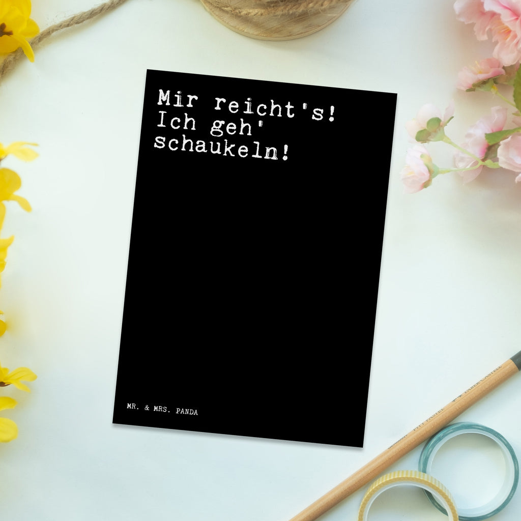 Postkarte Sprüche und Zitate Mir reicht's! Ich geh' schaukeln! Postkarte, Karte, Geschenkkarte, Grußkarte, Einladung, Ansichtskarte, Geburtstagskarte, Einladungskarte, Dankeskarte, Ansichtskarten, Einladung Geburtstag, Einladungskarten Geburtstag, Spruch, Sprüche, lustige Sprüche, Weisheiten, Zitate, Spruch Geschenke, Spruch Sprüche Weisheiten Zitate Lustig Weisheit Worte