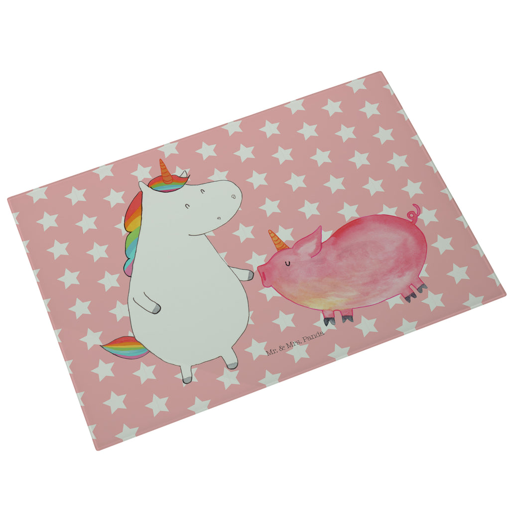 Glasschneidebrett Einhorn Schwein Glasschneidebrett, Schneidebrett, Einhorn, Einhörner, Einhorn Deko, Pegasus, Unicorn, Freundschaft, Schweinhorn, Schwein, Freundin, Schweinchen