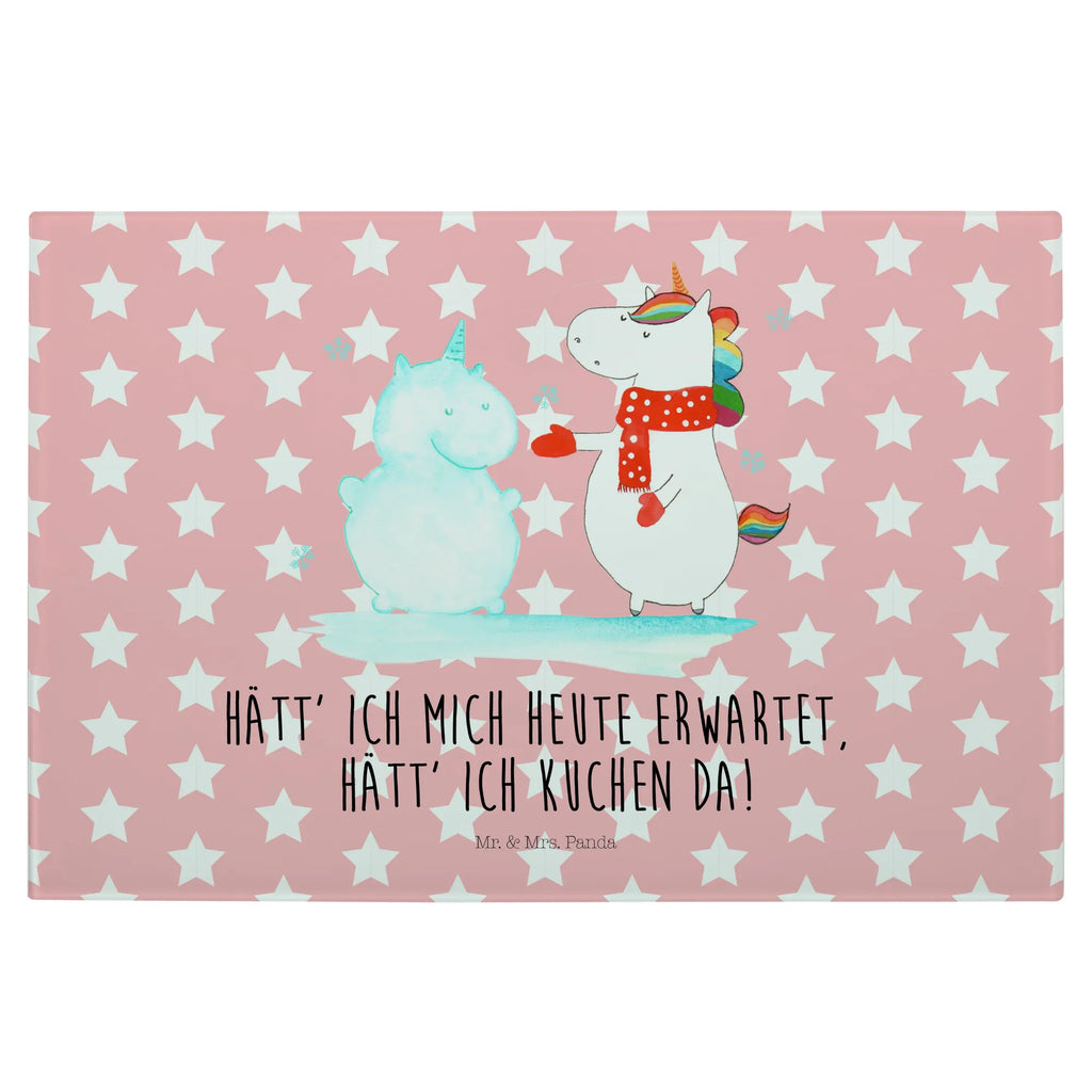 Glasschneidebrett Einhorn Schneemann Glasschneidebrett, Schneidebrett, Einhorn, Einhörner, Einhorn Deko, Pegasus, Unicorn, Schneemann, Winter, Schnee, Kuchen, Weihnachten, kalt, Mütze, Handschuhe, X-Mas