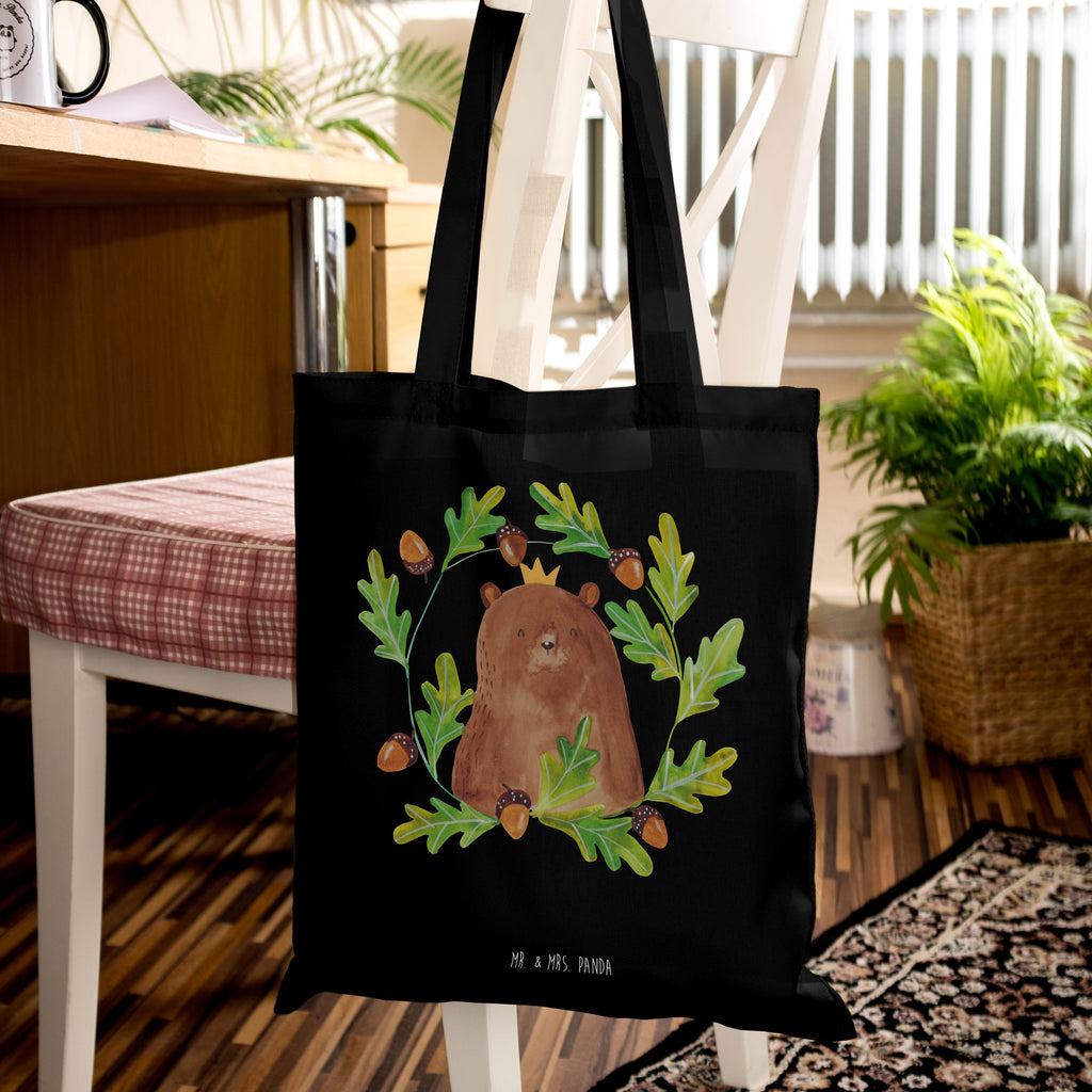 Tragetasche Bär König Beuteltasche, Beutel, Einkaufstasche, Jutebeutel, Stoffbeutel, Tasche, Shopper, Umhängetasche, Strandtasche, Schultertasche, Stofftasche, Tragetasche, Badetasche, Jutetasche, Einkaufstüte, Laptoptasche, Bär, Teddy, Teddybär, Papa, Papa Bär, bester Vater, bester Papa, weltbester Papa, Vatertag, Vater, Dad, Daddy, Papi