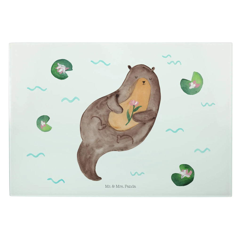 Glasschneidebrett Otter Seerose Glasschneidebrett, Schneidebrett, Otter, Fischotter, Seeotter, Otter Seeotter See Otter