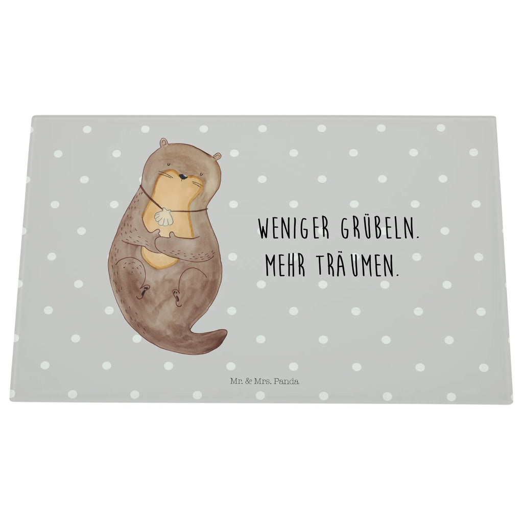 Glasschneidebrett Otter Muschel Glasschneidebrett, Schneidebrett, Otter, Fischotter, Seeotter, Otterliebe, grübeln, träumen, Motivation, Tagträumen, Büro