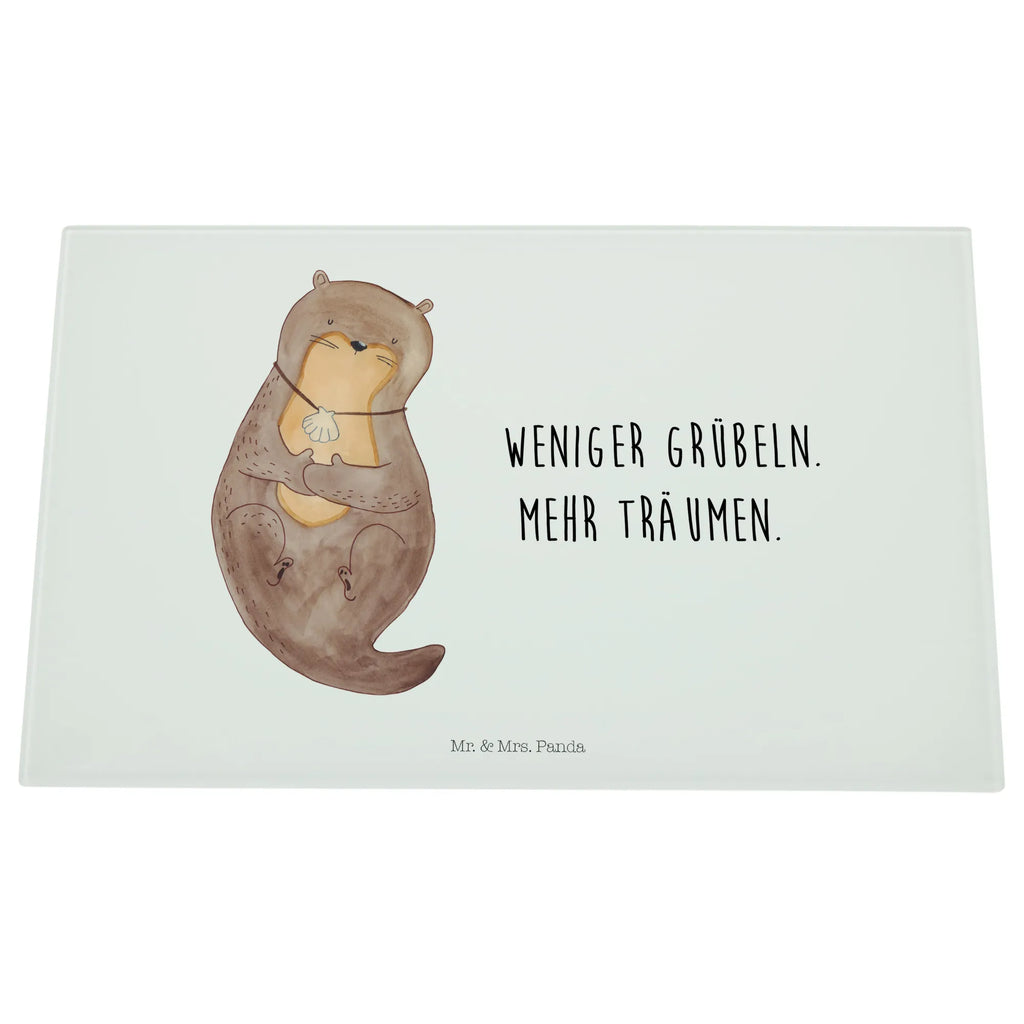 Glasschneidebrett Otter Muschel Glasschneidebrett, Schneidebrett, Otter, Fischotter, Seeotter, Otterliebe, grübeln, träumen, Motivation, Tagträumen, Büro