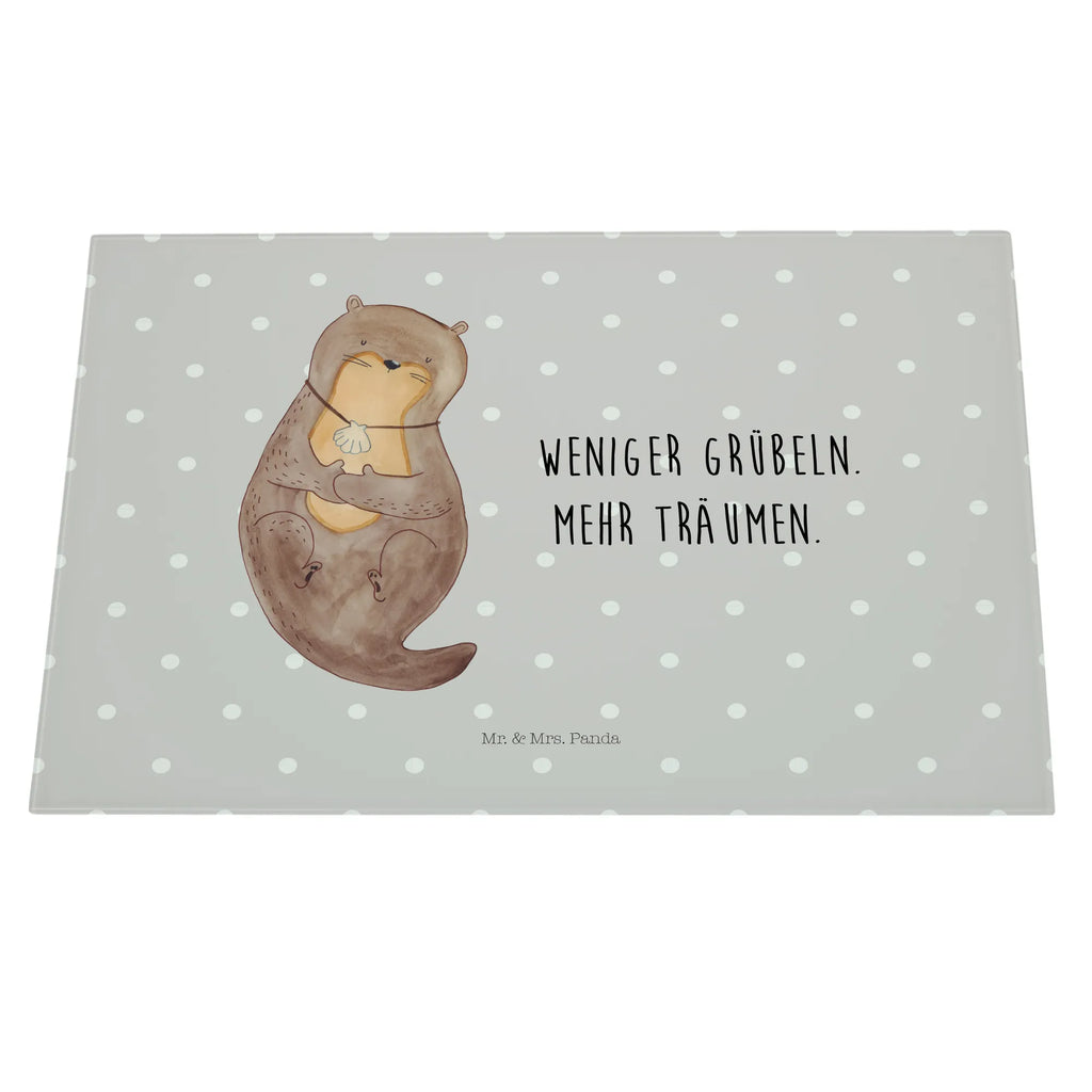 Glasschneidebrett Otter Muschel Glasschneidebrett, Schneidebrett, Otter, Fischotter, Seeotter, Otterliebe, grübeln, träumen, Motivation, Tagträumen, Büro