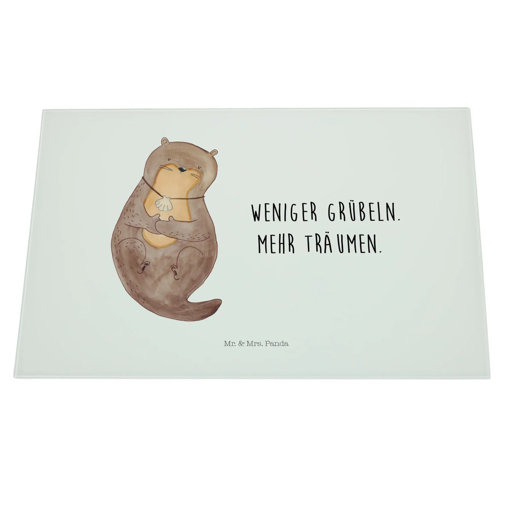 Glasschneidebrett Otter Muschel Glasschneidebrett, Schneidebrett, Otter, Fischotter, Seeotter, Otterliebe, grübeln, träumen, Motivation, Tagträumen, Büro