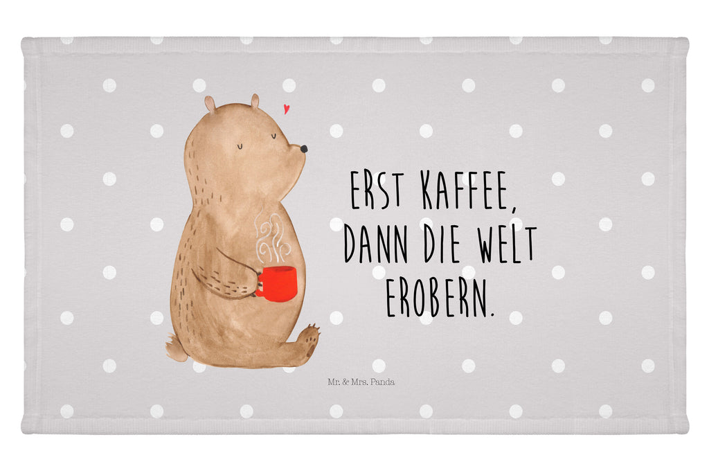 Handtuch Bär Kaffee Gästetuch, Reisehandtuch, Sport Handtuch, Frottier, Kinder Handtuch, Bär, Teddy, Teddybär, Kaffee, Coffee, Bären, guten Morgen, Morgenroutine, Welt erobern, Welt retten, Motivation