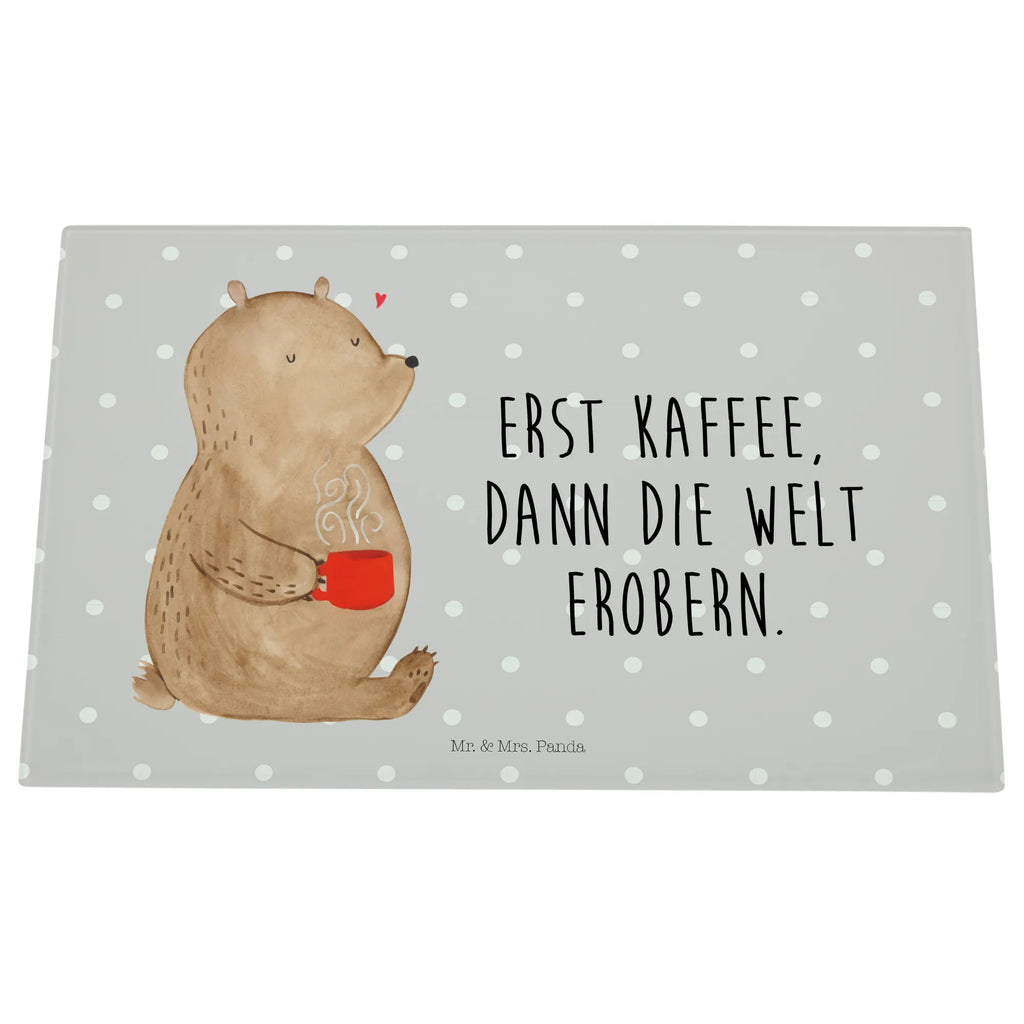 Glasschneidebrett Bär Kaffee Glasschneidebrett, Schneidebrett, Bär, Teddy, Teddybär, Kaffee, Coffee, Bären, guten Morgen, Morgenroutine, Welt erobern, Welt retten, Motivation