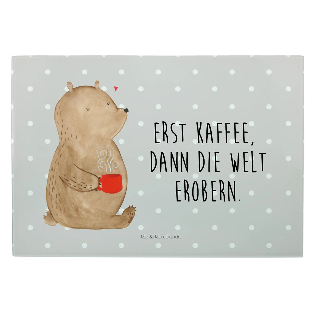 Glasschneidebrett Bär Kaffee Glasschneidebrett, Schneidebrett, Bär, Teddy, Teddybär, Kaffee, Coffee, Bären, guten Morgen, Morgenroutine, Welt erobern, Welt retten, Motivation