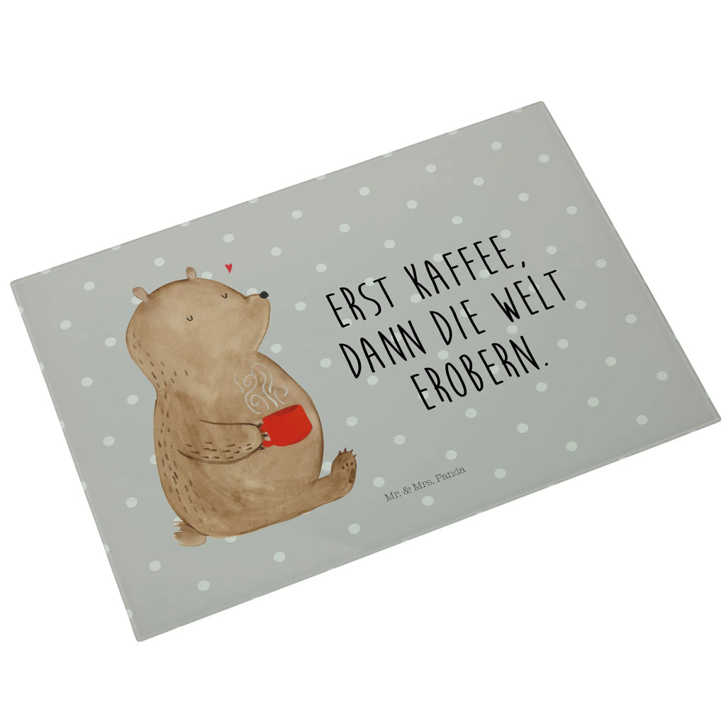 Glasschneidebrett Bär Kaffee Glasschneidebrett, Schneidebrett, Bär, Teddy, Teddybär, Kaffee, Coffee, Bären, guten Morgen, Morgenroutine, Welt erobern, Welt retten, Motivation