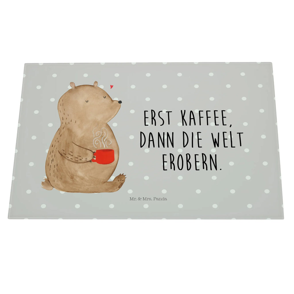 Glasschneidebrett Bär Kaffee Glasschneidebrett, Schneidebrett, Bär, Teddy, Teddybär, Kaffee, Coffee, Bären, guten Morgen, Morgenroutine, Welt erobern, Welt retten, Motivation