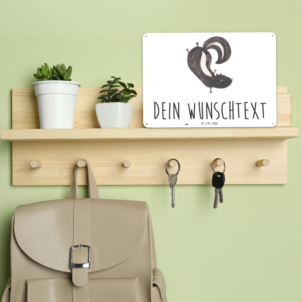 Personalisiertes Blechschild Stinktier Handstand Blechschild, Metallschild, Geschenk Schild, Schild, Magnet-Metall-Schild, Deko Schild, Wandschild, Wand-Dekoration, Türschild, Stinktier, Skunk, Wildtier, Raubtier, Stinker, Stinki, Spielplatz, verpielt, Kind