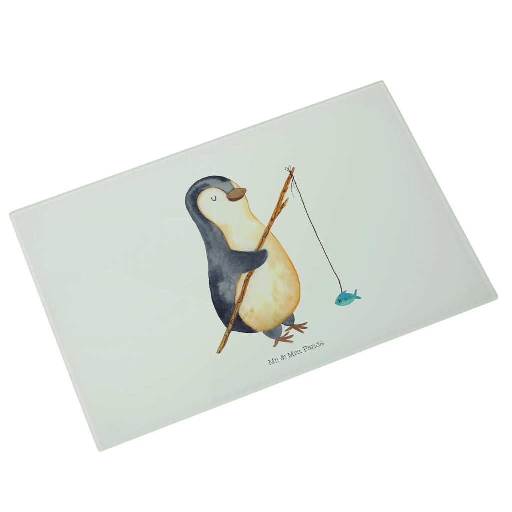 Glasschneidebrett Pinguin Angler Glasschneidebrett, Schneidebrett, Pinguin, Pinguine, Angeln, Angler, Tagträume, Hobby, Plan, Planer, Tagesplan, Neustart, Motivation, Geschenk, Freundinnen, Geschenkidee, Urlaub, Wochenende