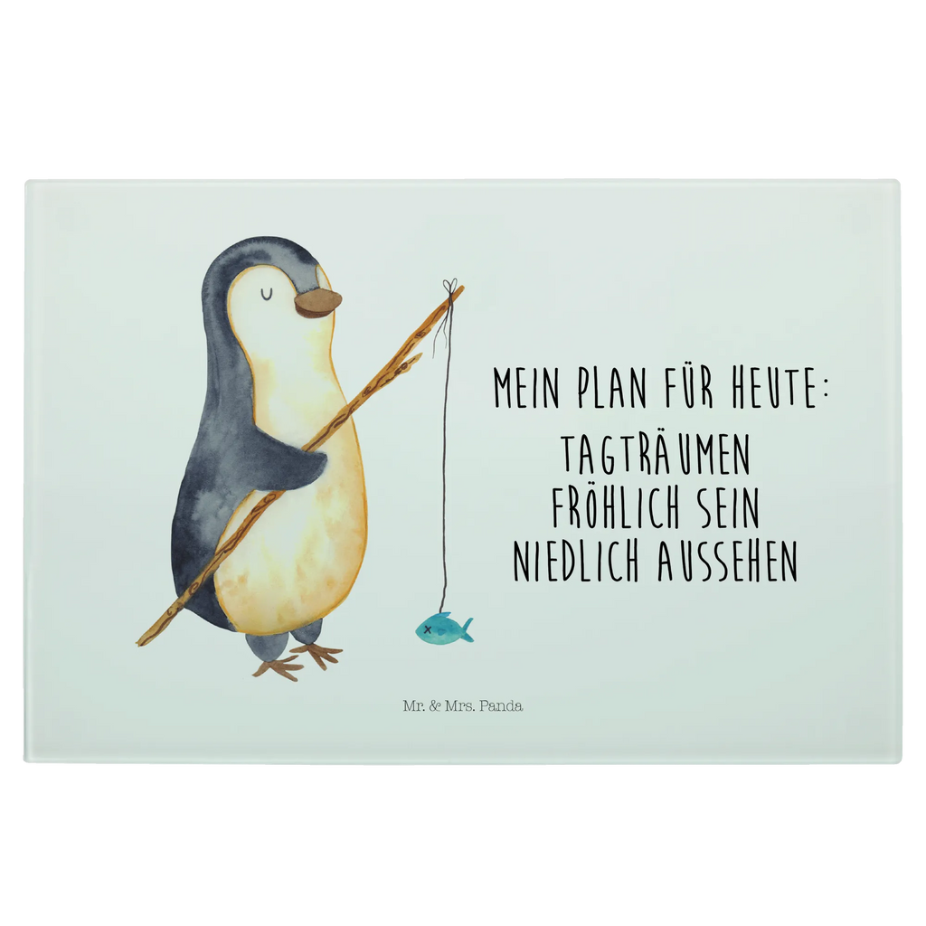 Glasschneidebrett Pinguin Angler Glasschneidebrett, Schneidebrett, Pinguin, Pinguine, Angeln, Angler, Tagträume, Hobby, Plan, Planer, Tagesplan, Neustart, Motivation, Geschenk, Freundinnen, Geschenkidee, Urlaub, Wochenende