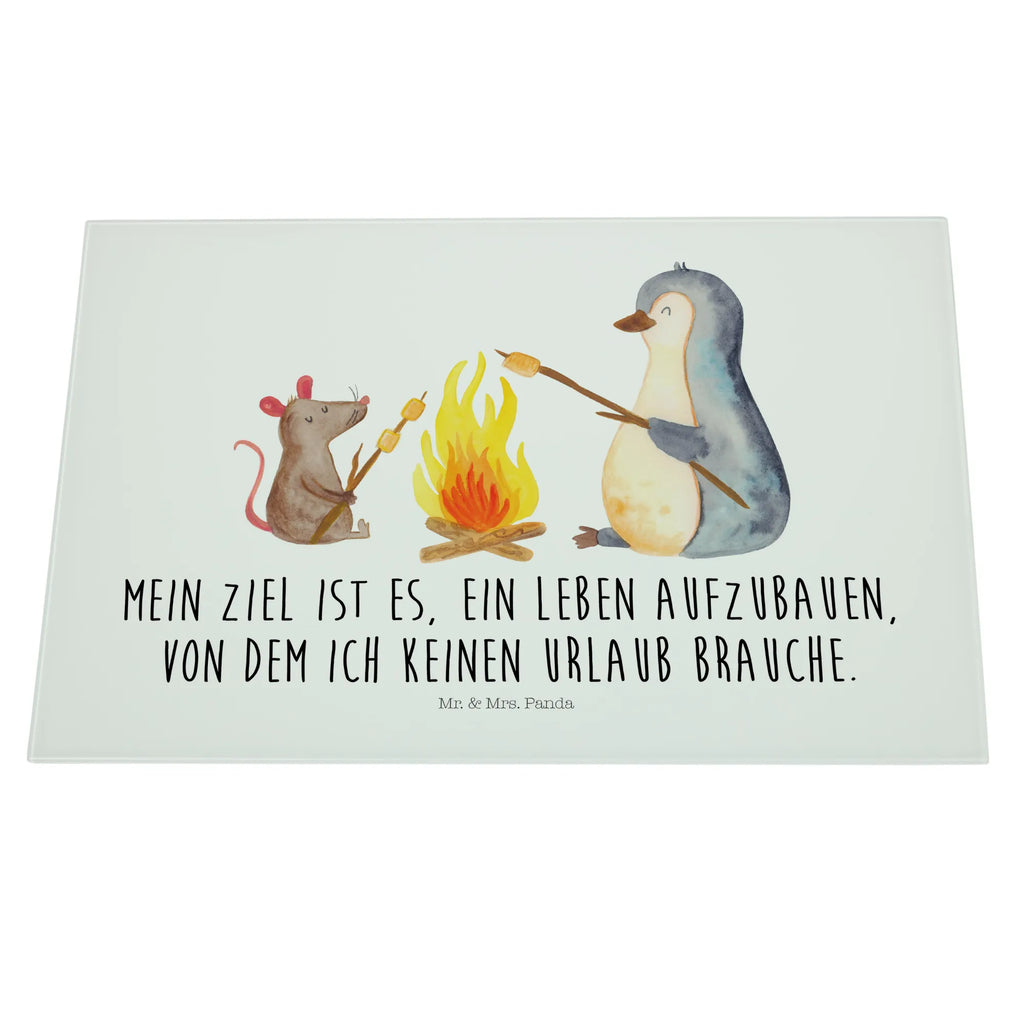 Glasschneidebrett Pinguin Lagerfeuer Glasschneidebrett, Schneidebrett, Pinguin, Maus, Pinguine, Lagerfeuer, Leben, Arbeit, Job, Motivation, Büro, Büroalltag, Lebensspruch, Lebensmotivation, Neustart, Liebe, grillen, Feuer, Marshmallows