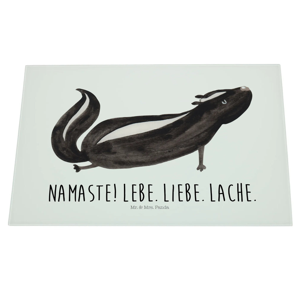 Glasschneidebrett Stinktier Yoga Glasschneidebrett, Schneidebrett, Stinktier, Skunk, Wildtier, Raubtier, Stinker, Stinki, Yoga, Namaste, Lebe, Liebe, Lache