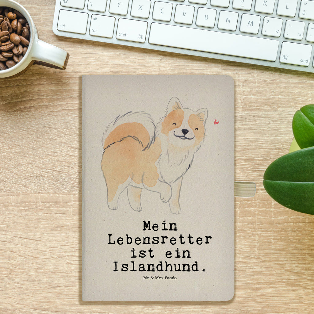 Baumwoll Notizbuch Islandhund Lebensretter Notizen, Eintragebuch, Tagebuch, Notizblock, Adressbuch, Journal, Kladde, Skizzenbuch, Notizheft, Schreibbuch, Schreibheft, Hund, Hunderasse, Rassehund, Hundebesitzer, Geschenk, Tierfreund, Schenken, Welpe, Islandhund, isländischer Schäferhund