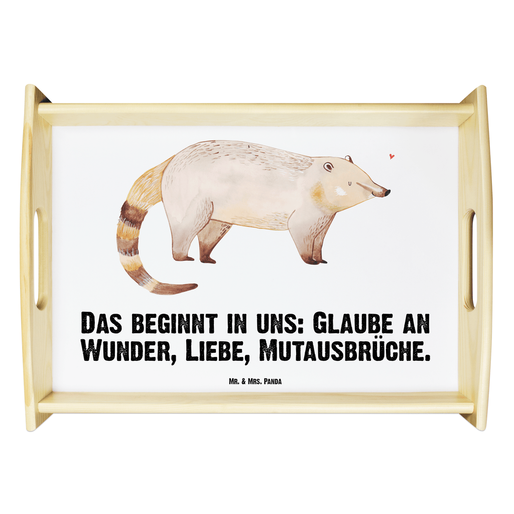 Serviertablett Nasenbär Serviertablett, Tablett, Holztablett, Küchentablett, Dekotablett, Frühstückstablett, Tiermotive, Gute Laune, lustige Sprüche, Tiere, Nasenbär, Nasenbären, Rüsselbär, Bär