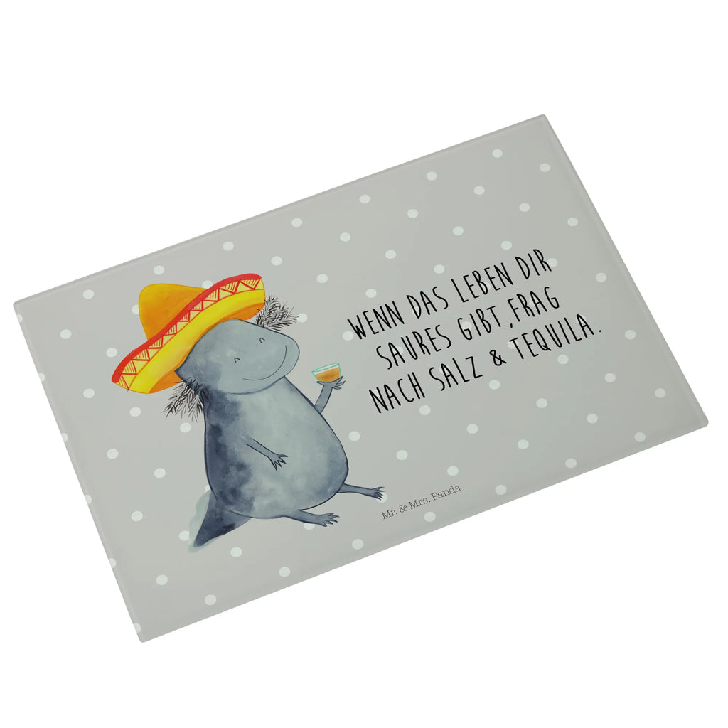 Glasschneidebrett Axolotl Tequila Glasschneidebrett, Schneidebrett, Axolotl, Molch, Mexico, Mexiko, Sombrero, Zitrone, Tequila, Motivation, Spruch, Schwanzlurch, Lurch, Lurche, Axolot, Feuerdrache, Feuersalamander