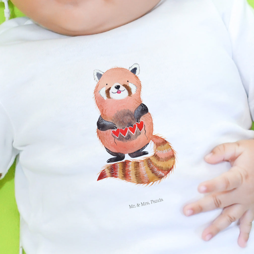 Organic Baby Shirt Roter Panda Baby T-Shirt, Jungen Baby T-Shirt, Mädchen Baby T-Shirt, Shirt, Tiermotive, Gute Laune, lustige Sprüche, Tiere, Panda, Liebe, Rot, Herz, Liebling, Lieblingsmensch