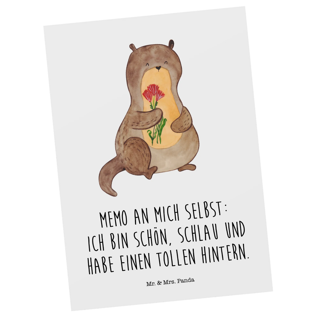 Postkarte Otter Blumenstrauß Postkarte, Karte, Geschenkkarte, Grußkarte, Einladung, Ansichtskarte, Geburtstagskarte, Einladungskarte, Dankeskarte, Ansichtskarten, Einladung Geburtstag, Einladungskarten Geburtstag, Otter, Fischotter, Seeotter, Otter Seeotter See Otter