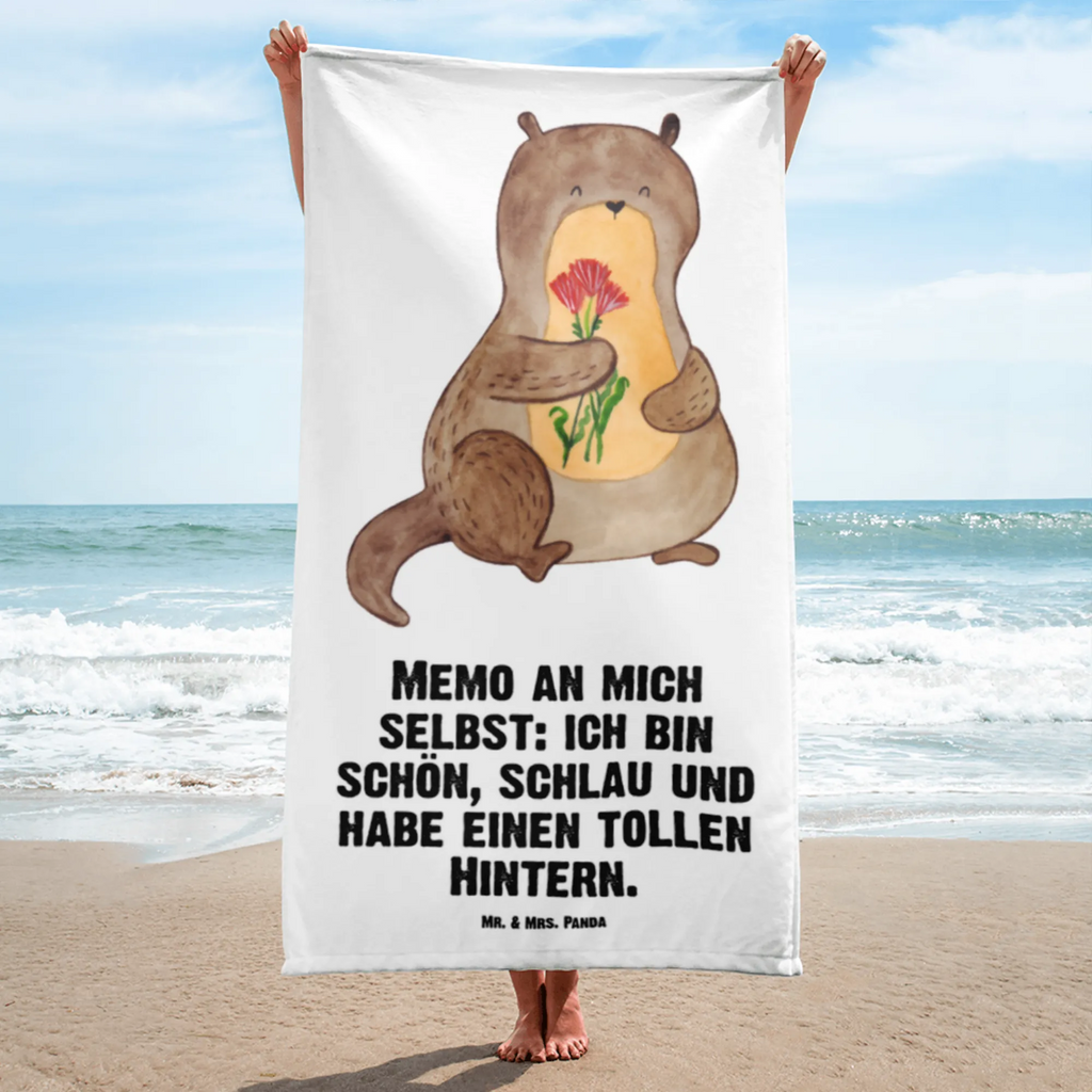 XL Badehandtuch Otter Blumenstrauß Handtuch, Badetuch, Duschtuch, Strandtuch, Saunatuch, Otter, Fischotter, Seeotter, Otter Seeotter See Otter