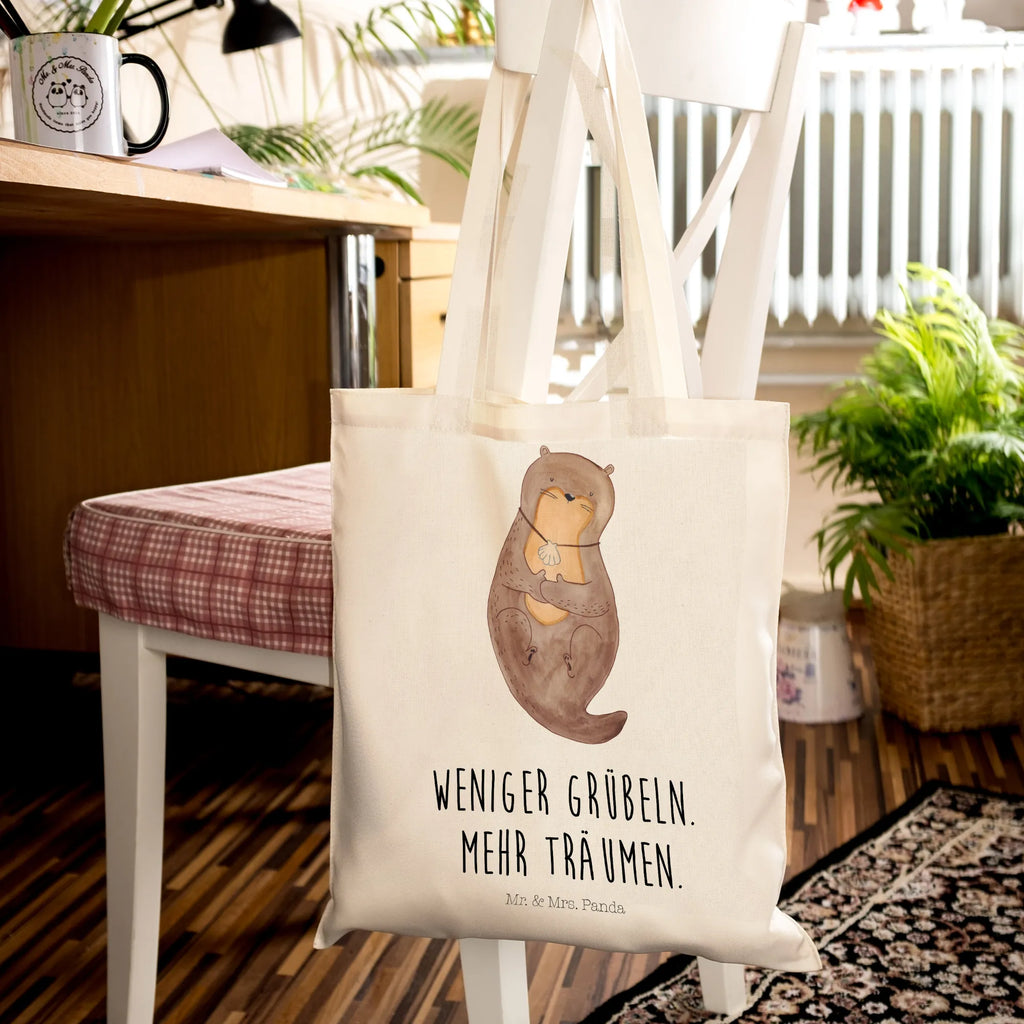 Tote bag otter shell Beuteltasche, Beutel, Einkaufstasche, Jutebeutel, Stoffbeutel, Tasche, Shopper, Umhängetasche, Strandtasche, Schultertasche, Stofftasche, Tragetasche, Badetasche, Jutetasche, Einkaufstüte, Laptoptasche, Otter, Fischotter, Seeotter, Otterliebe, grübeln, träumen, Motivation, Tagträumen, Büro