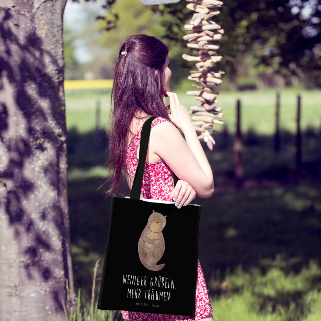 Tote bag otter shell Beuteltasche, Beutel, Einkaufstasche, Jutebeutel, Stoffbeutel, Tasche, Shopper, Umhängetasche, Strandtasche, Schultertasche, Stofftasche, Tragetasche, Badetasche, Jutetasche, Einkaufstüte, Laptoptasche, Otter, Fischotter, Seeotter, Otterliebe, grübeln, träumen, Motivation, Tagträumen, Büro