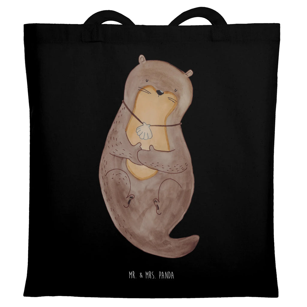 Tragetasche Otter Muschel Beuteltasche, Beutel, Einkaufstasche, Jutebeutel, Stoffbeutel, Tasche, Shopper, Umhängetasche, Strandtasche, Schultertasche, Stofftasche, Tragetasche, Badetasche, Jutetasche, Einkaufstüte, Laptoptasche, Otter, Fischotter, Seeotter, Otterliebe, grübeln, träumen, Motivation, Tagträumen, Büro