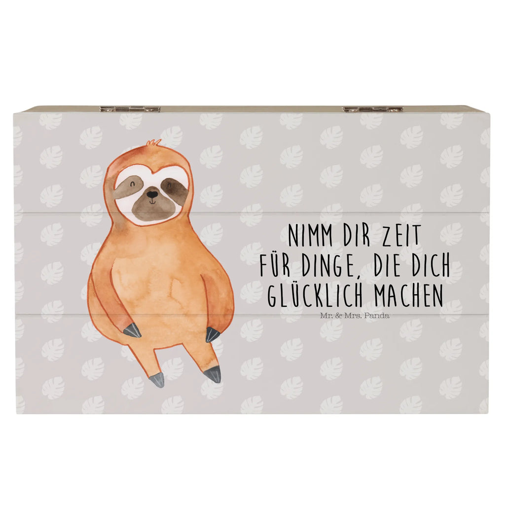 Holzkiste Faultier Zufrieden Holzkiste, Kiste, Schatzkiste, Truhe, Schatulle, XXL, Erinnerungsbox, Erinnerungskiste, Dekokiste, Aufbewahrungsbox, Geschenkbox, Geschenkdose, Faultier, Faultier Geschenk, Faultier Deko, Faultiere, faul, Lieblingstier, Pause, relaxen, Glück, glücklich, zufrieden, happy, Zufriedenheit, Gelassenheit, Ruhe, Frieden