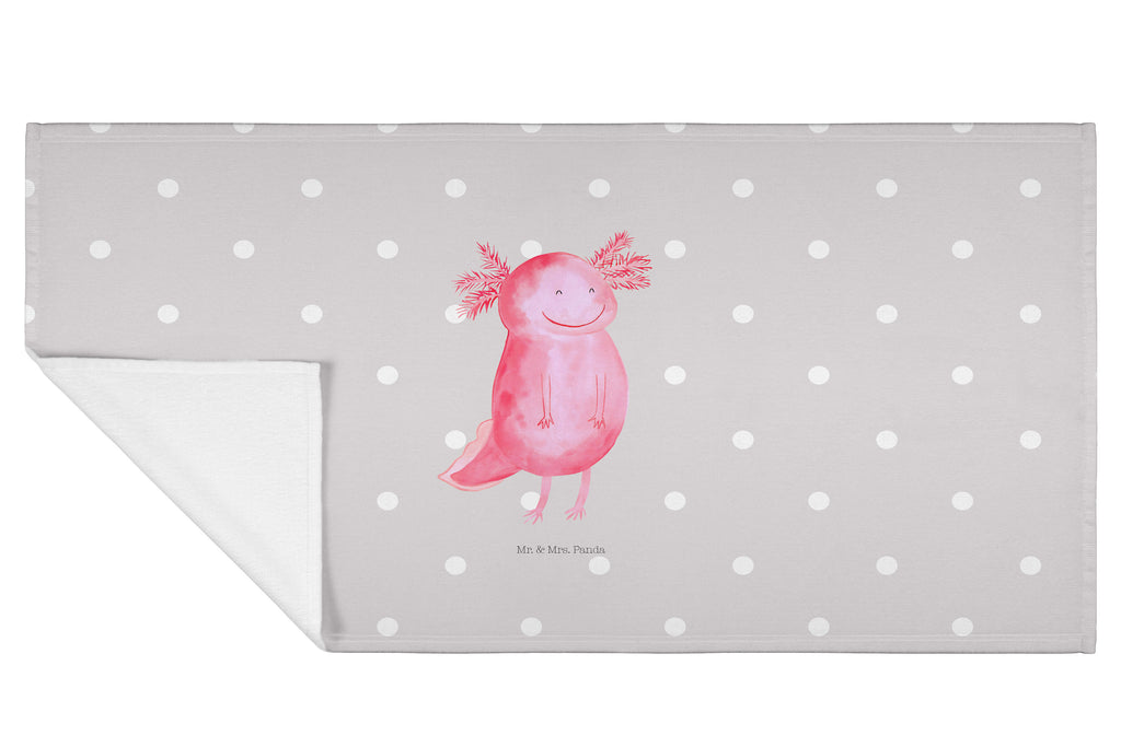 Handtuch Axolotl Glücklich Handtuch, Badehandtuch, Badezimmer, Handtücher, groß, Kinder, Baby, Axolotl, Molch, Axolot, Schwanzlurch, Lurch, Lurche, Motivation, gute Laune