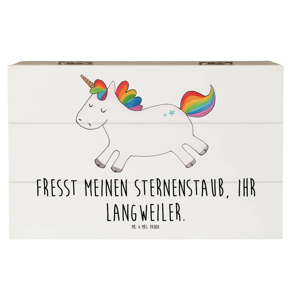 Holzkiste Einhorn Happy Holzkiste, Kiste, Schatzkiste, Truhe, Schatulle, XXL, Erinnerungsbox, Erinnerungskiste, Dekokiste, Aufbewahrungsbox, Geschenkbox, Geschenkdose, Einhorn, Einhörner, Einhorn Deko, Pegasus, Unicorn, glücklich, fröhlich, Spaß, Freude, Lebensfreude, witzig, spannend, Lächeln, Lachen