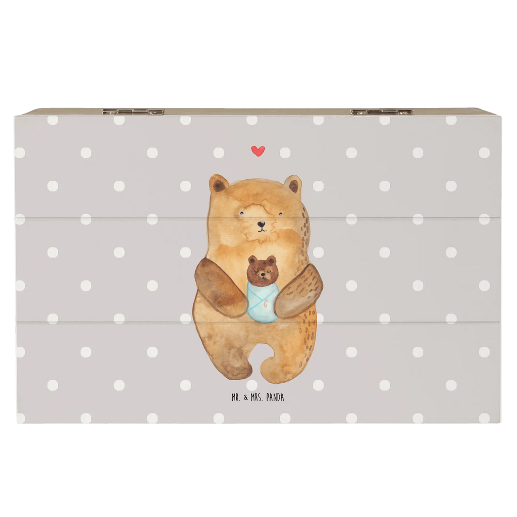 Holzkiste Bär mit Baby Holzkiste, Kiste, Schatzkiste, Truhe, Schatulle, XXL, Erinnerungsbox, Erinnerungskiste, Dekokiste, Aufbewahrungsbox, Geschenkbox, Geschenkdose, Bär, Teddy, Teddybär, Eltern, Mutter, Baby, Taufe, Geburt, Nichte, Neffe, Enkel, Enkelin, Täufling, Geburtstag, Glückwunsch