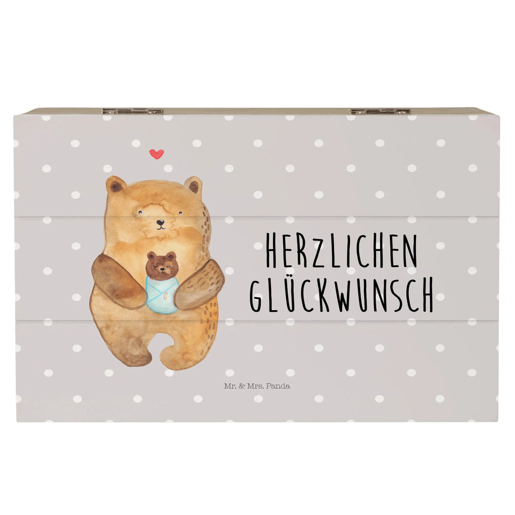 Holzkiste Bär mit Baby Holzkiste, Kiste, Schatzkiste, Truhe, Schatulle, XXL, Erinnerungsbox, Erinnerungskiste, Dekokiste, Aufbewahrungsbox, Geschenkbox, Geschenkdose, Bär, Teddy, Teddybär, Eltern, Mutter, Baby, Taufe, Geburt, Nichte, Neffe, Enkel, Enkelin, Täufling, Geburtstag, Glückwunsch