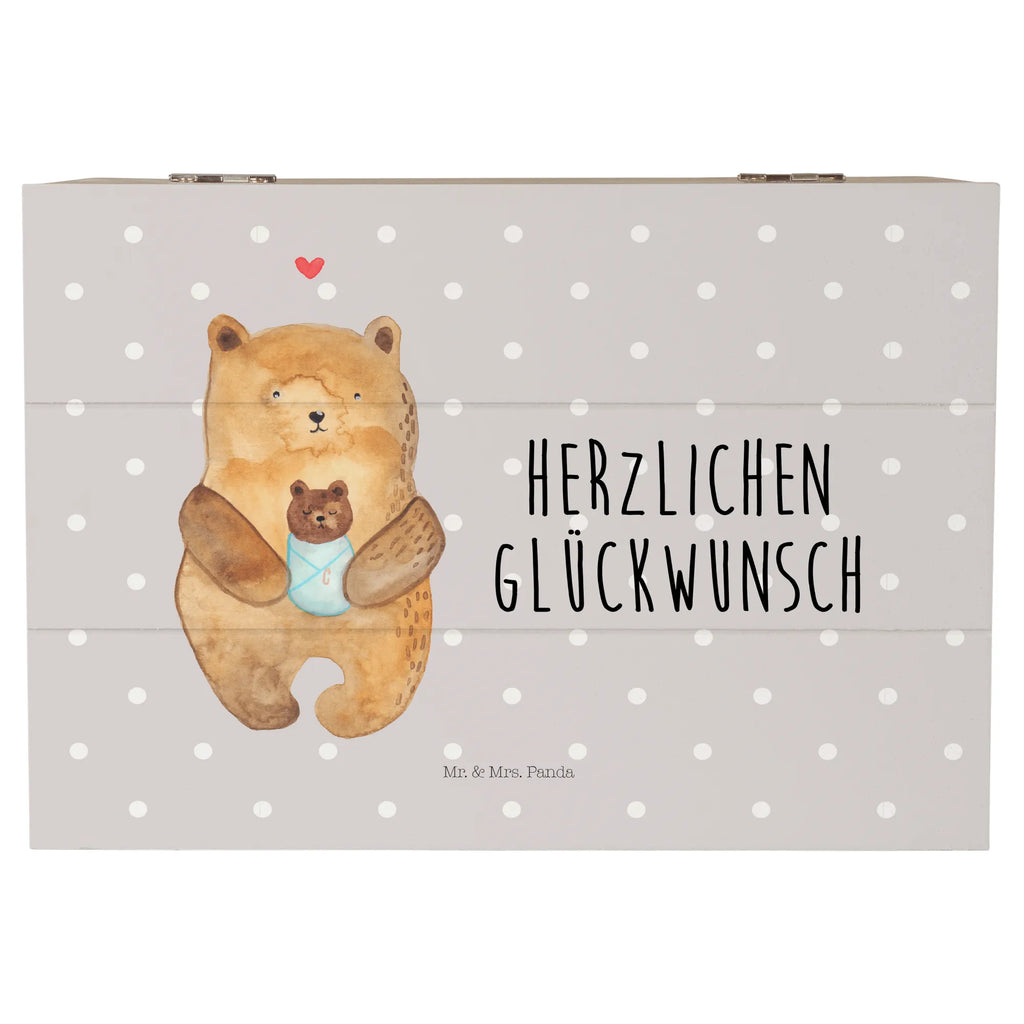 Holzkiste Bär mit Baby Holzkiste, Kiste, Schatzkiste, Truhe, Schatulle, XXL, Erinnerungsbox, Erinnerungskiste, Dekokiste, Aufbewahrungsbox, Geschenkbox, Geschenkdose, Bär, Teddy, Teddybär, Eltern, Mutter, Baby, Taufe, Geburt, Nichte, Neffe, Enkel, Enkelin, Täufling, Geburtstag, Glückwunsch