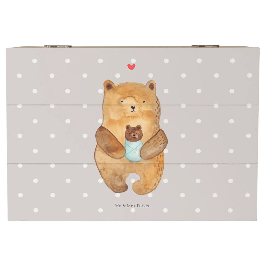 Holzkiste Bär mit Baby Holzkiste, Kiste, Schatzkiste, Truhe, Schatulle, XXL, Erinnerungsbox, Erinnerungskiste, Dekokiste, Aufbewahrungsbox, Geschenkbox, Geschenkdose, Bär, Teddy, Teddybär, Eltern, Mutter, Baby, Taufe, Geburt, Nichte, Neffe, Enkel, Enkelin, Täufling, Geburtstag, Glückwunsch