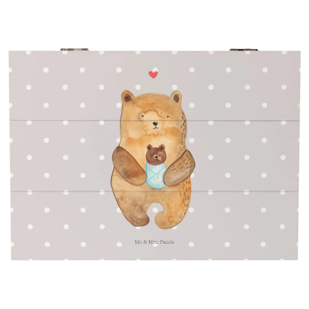 Holzkiste Bär mit Baby Holzkiste, Kiste, Schatzkiste, Truhe, Schatulle, XXL, Erinnerungsbox, Erinnerungskiste, Dekokiste, Aufbewahrungsbox, Geschenkbox, Geschenkdose, Bär, Teddy, Teddybär, Eltern, Mutter, Baby, Taufe, Geburt, Nichte, Neffe, Enkel, Enkelin, Täufling, Geburtstag, Glückwunsch