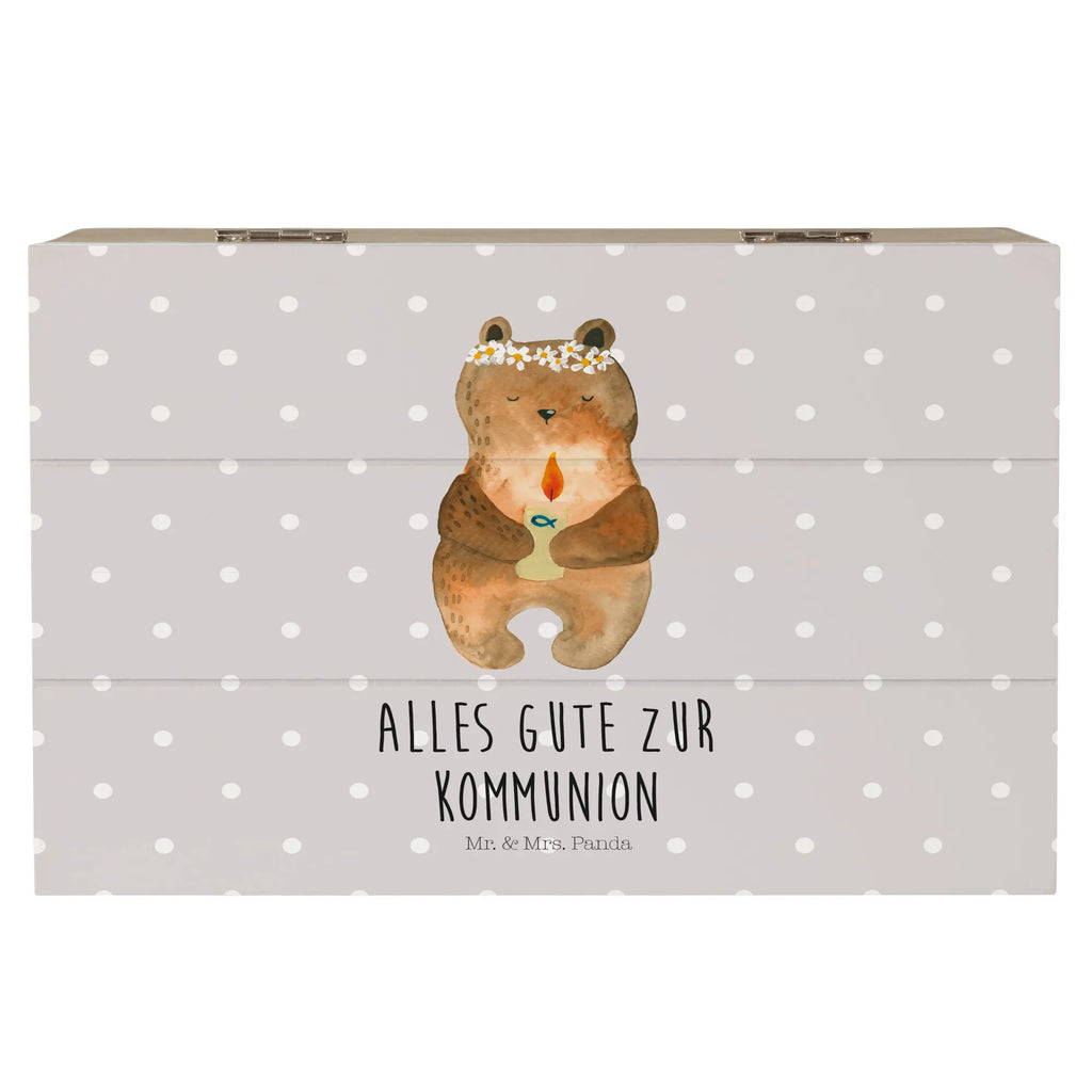 Holzkiste Bär Kommunion Holzkiste, Kiste, Schatzkiste, Truhe, Schatulle, XXL, Erinnerungsbox, Erinnerungskiste, Dekokiste, Aufbewahrungsbox, Geschenkbox, Geschenkdose, Bär, Teddy, Teddybär, Kommunion, Gottes Segen, Taufkerze, katholisch