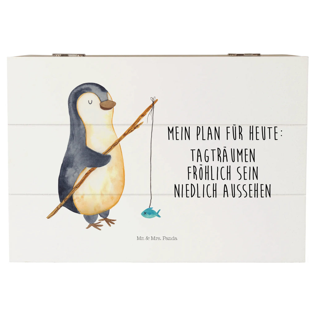 Holzkiste Pinguin Angler Holzkiste, Kiste, Schatzkiste, Truhe, Schatulle, XXL, Erinnerungsbox, Erinnerungskiste, Dekokiste, Aufbewahrungsbox, Geschenkbox, Geschenkdose, Pinguin, Pinguine, Angeln, Angler, Tagträume, Hobby, Plan, Planer, Tagesplan, Neustart, Motivation, Geschenk, Freundinnen, Geschenkidee, Urlaub, Wochenende