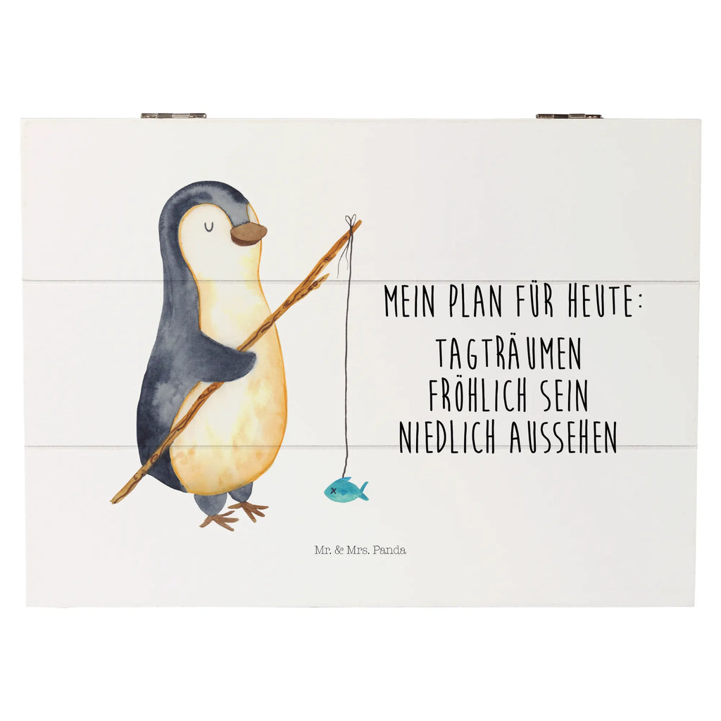 Holzkiste Pinguin Angler Holzkiste, Kiste, Schatzkiste, Truhe, Schatulle, XXL, Erinnerungsbox, Erinnerungskiste, Dekokiste, Aufbewahrungsbox, Geschenkbox, Geschenkdose, Pinguin, Pinguine, Angeln, Angler, Tagträume, Hobby, Plan, Planer, Tagesplan, Neustart, Motivation, Geschenk, Freundinnen, Geschenkidee, Urlaub, Wochenende