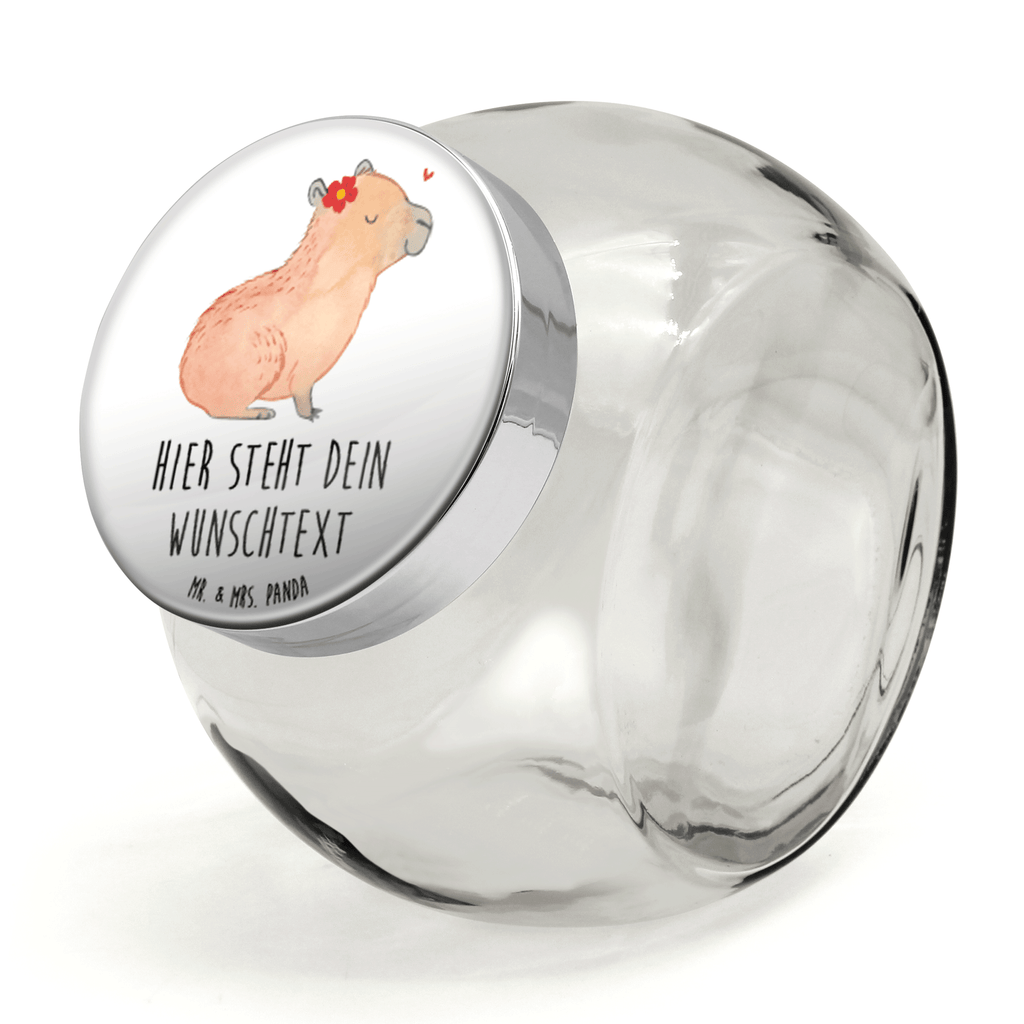 Personalisiertes Bonbonglas Capybara Blume Vorratsdose, Vorratsbehälter, Süßigkeitenglas, Süßigkeitendose, Kaffeedose, Müslidose, Teedose, Keksbehälter, Keksedose, Glasdose, Glasbälter, Vorratsglas, Küchenbehälter, Aufbewahrungsdose, Aufbewahungsglas, Gewürzdose, Küchenorganizer, Snackdose, Tiermotive, Gute Laune, lustige Sprüche, Tiere, Capybara