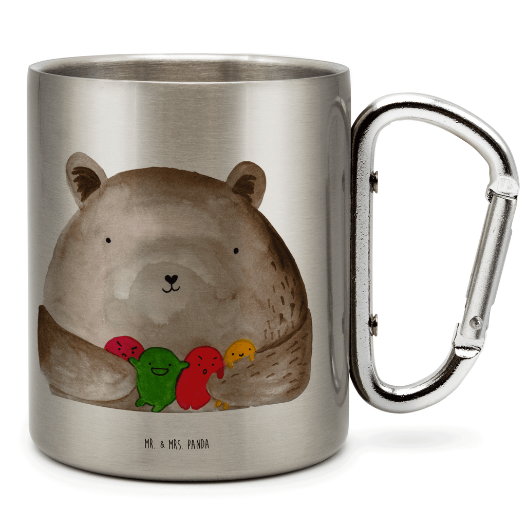 Edelstahlbecher Bär Gefühl Edelstahltasse, Karabiner, Edelstahlbecher, Outdoor, Camping, Tasse, Becher, Bär, Teddy, Teddybär, Wahnsinn, Verrückt, Durchgedreht