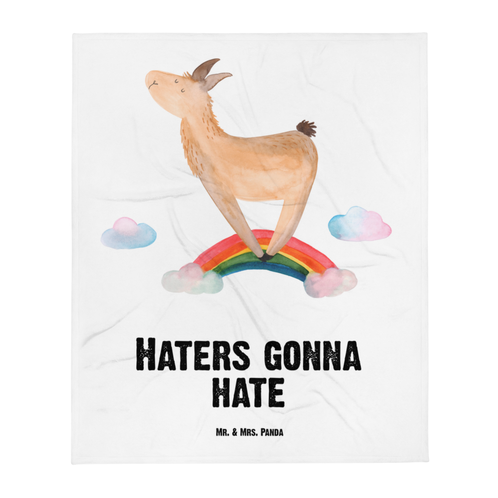 Babydecke Lama Regenbogen Babydecke, Babygeschenk, Geschenk Geburt, Babyecke Kuscheldecke, Krabbeldecke, Lama, Alpaka, Lamas, Regenbogen, Haters gonna hate, Haters, Selbstständig, Außenseiter, Schule, Abi, Hobby, Wolkenland, Freiheit