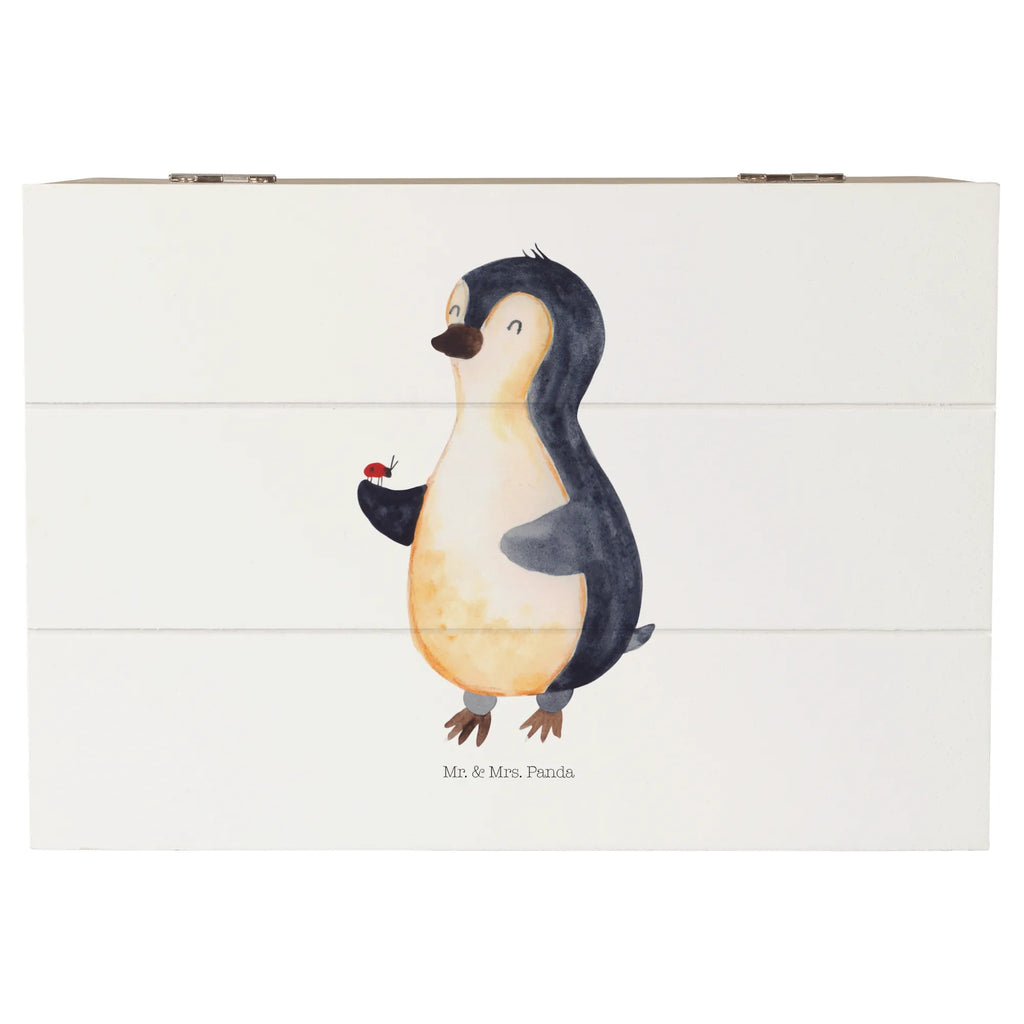 Holzkiste Pinguin Marienkäfer Holzkiste, Kiste, Schatzkiste, Truhe, Schatulle, XXL, Erinnerungsbox, Erinnerungskiste, Dekokiste, Aufbewahrungsbox, Geschenkbox, Geschenkdose, Pinguin, Pinguine, Marienkäfer, Liebe, Wunder, Glück, Freude, Lebensfreude