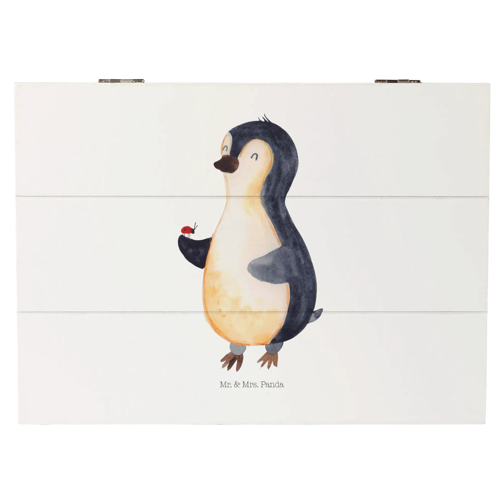 Holzkiste Pinguin Marienkäfer Holzkiste, Kiste, Schatzkiste, Truhe, Schatulle, XXL, Erinnerungsbox, Erinnerungskiste, Dekokiste, Aufbewahrungsbox, Geschenkbox, Geschenkdose, Pinguin, Pinguine, Marienkäfer, Liebe, Wunder, Glück, Freude, Lebensfreude