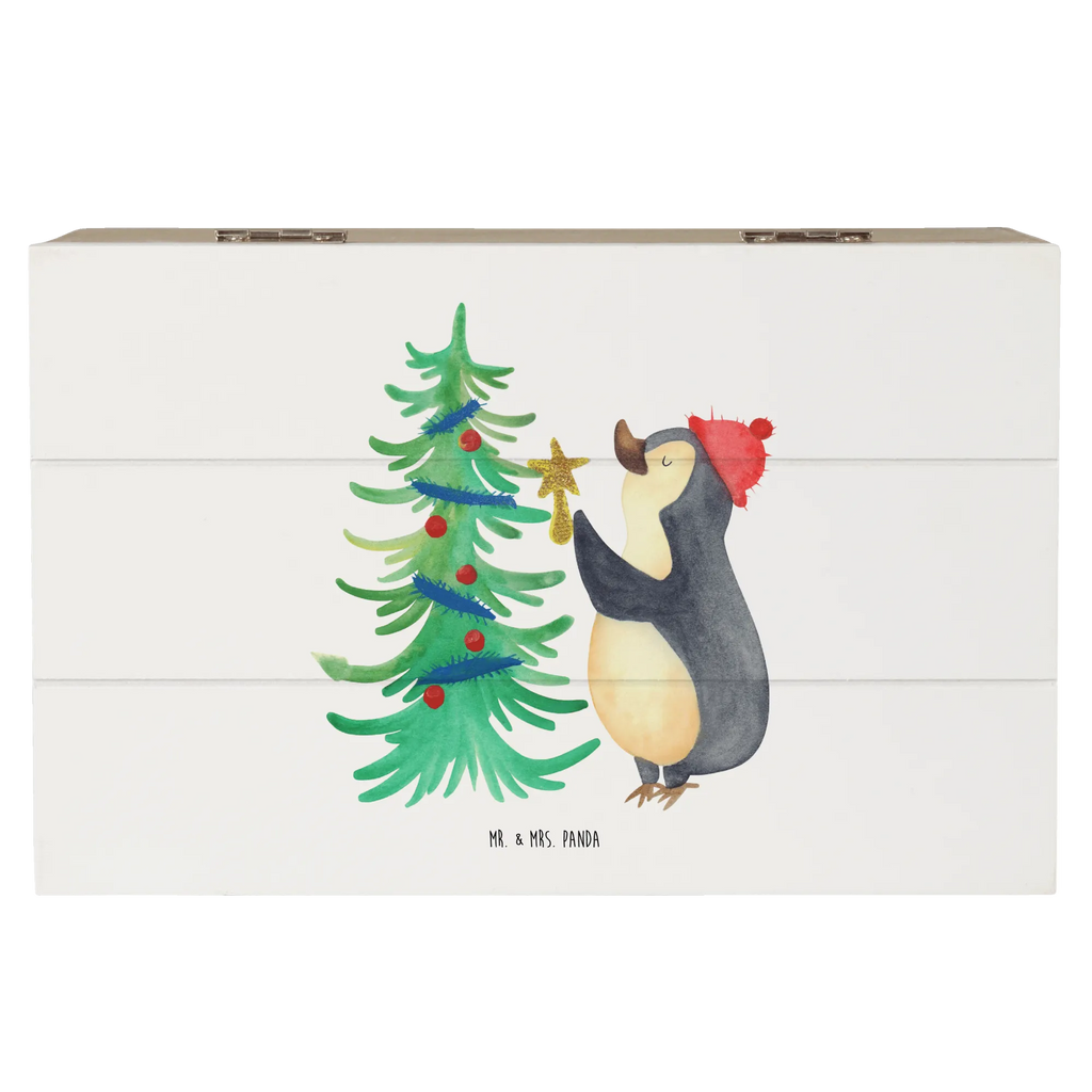 Holzkiste Pinguin Weihnachtsbaum Holzkiste, Kiste, Schatzkiste, Truhe, Schatulle, XXL, Erinnerungsbox, Erinnerungskiste, Dekokiste, Aufbewahrungsbox, Geschenkbox, Geschenkdose, Winter, Weihnachten, Weihnachtsdeko, Nikolaus, Advent, Heiligabend, Wintermotiv, Pinguin