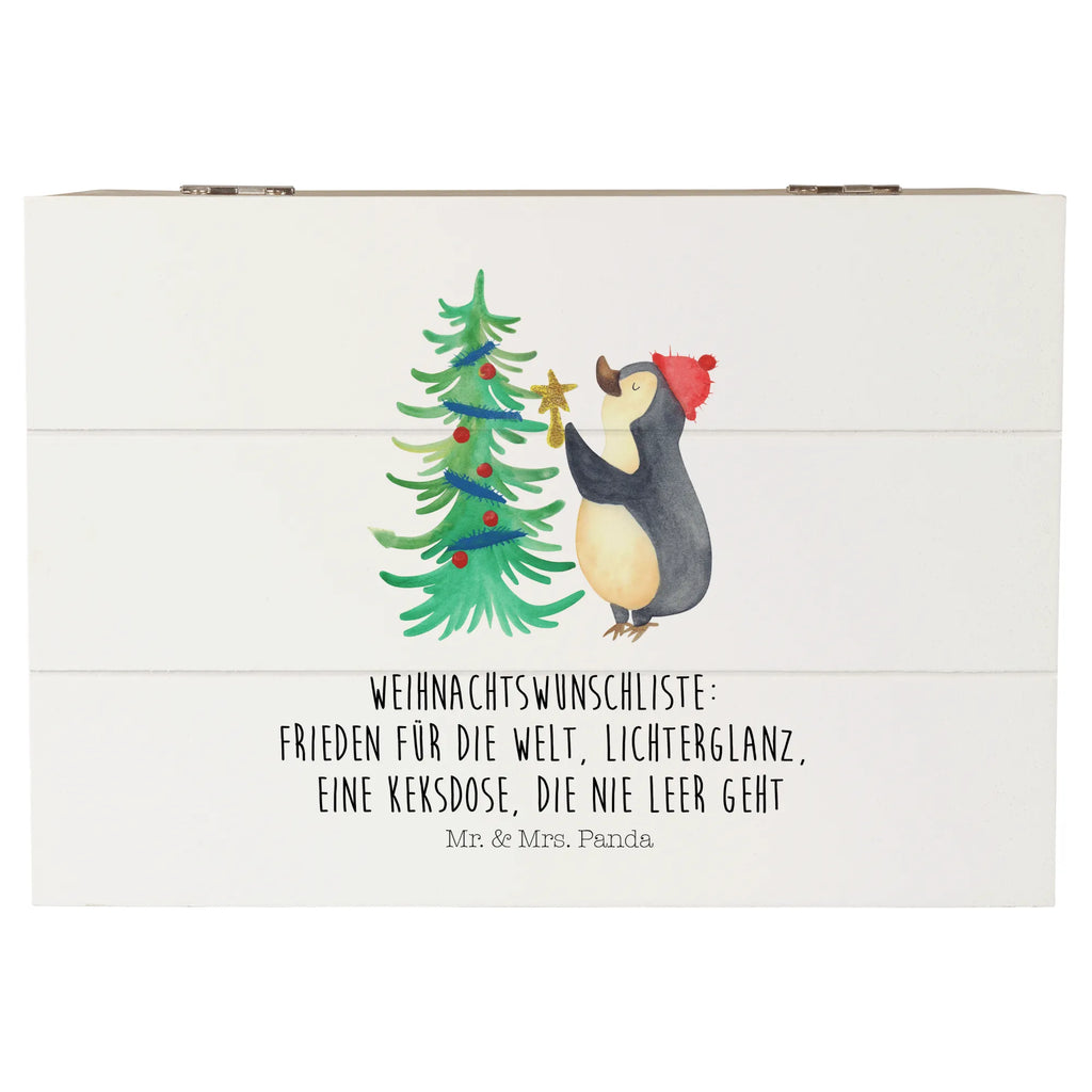 Holzkiste Pinguin Weihnachtsbaum Holzkiste, Kiste, Schatzkiste, Truhe, Schatulle, XXL, Erinnerungsbox, Erinnerungskiste, Dekokiste, Aufbewahrungsbox, Geschenkbox, Geschenkdose, Winter, Weihnachten, Weihnachtsdeko, Nikolaus, Advent, Heiligabend, Wintermotiv, Pinguin