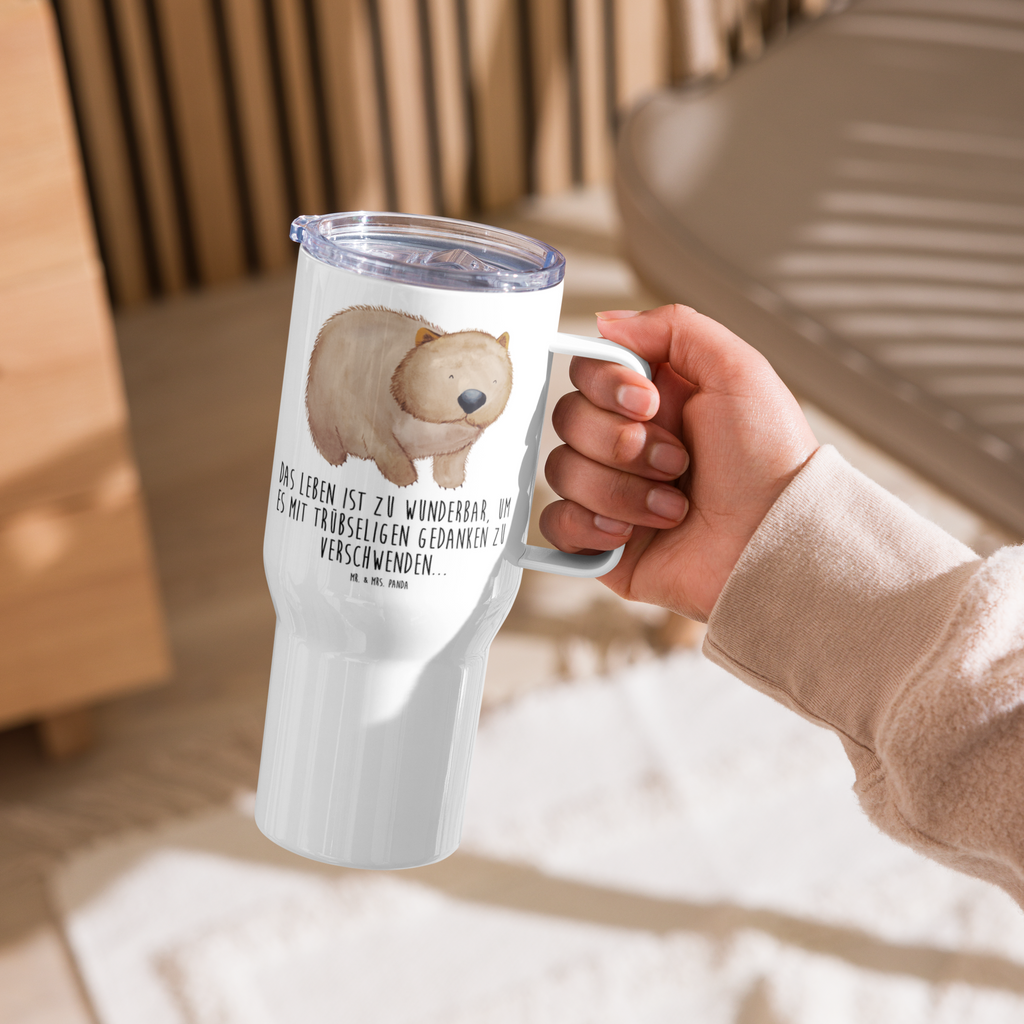 XXL Thermobecher Wombat Thermobecher, XL Thermobecher, Reisebecher, XL Reisetasse, Großer Thermobecher, Autobecher, Jumbo Becher, Tiermotive, Gute Laune, lustige Sprüche, Tiere, Wombat, Das Leben ist schön, Motivation, Spruch, Australien